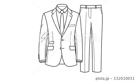 スーツ上下セットの線画スタイル 132010031