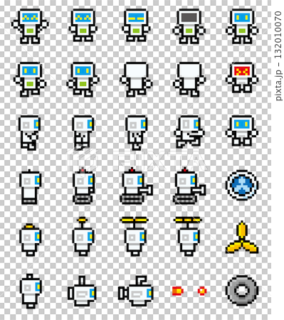 ドット絵　白いロボットのキャラクター 132010070