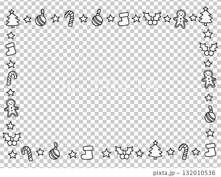 可愛い手描きのクリスマスフレーム 線画 可愛い手描きのクリスマスフレーム 線画 132010536