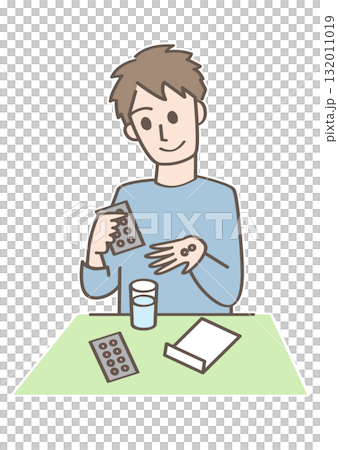 薬を飲む人 132011019