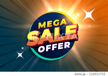 3d style mega sale offer background  with light effect 132011732