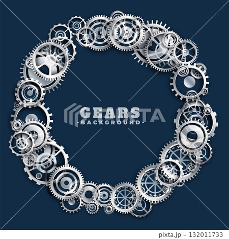 3d style metallic cog and gear wheel frame background design 3d style metallic cog and gear wheel frame background design 132011733