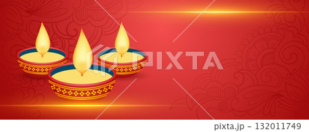 artistic glowing diwali diya red banner with text space artistic glowing diwali diya red banner with text space 132011749