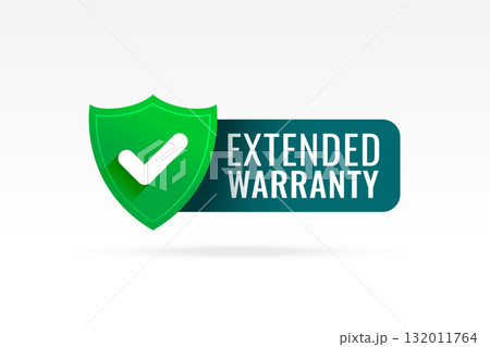 certified extended warranty shield badge with tick mark design 132011764