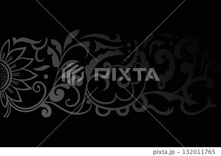 classic style dark black floral art banner with arabic decoration classic style dark black floral art banner with arabic decoration 132011765