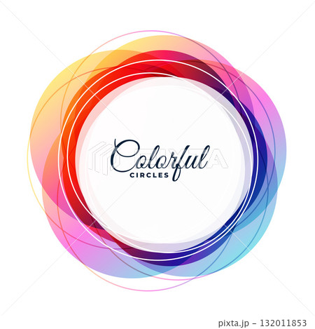 geometric style colorful circular frame layout with empty space 132011853