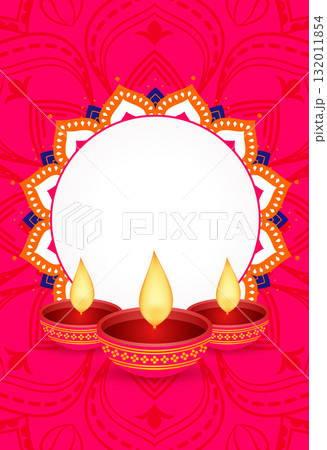 glowing diwali diya red template with text space 132011854
