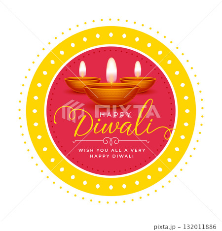 happy diwali festive rangoli background with diya 132011886