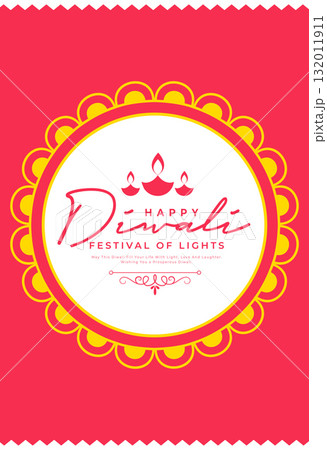 happy diwali wishes template with rangoli decor 132011911