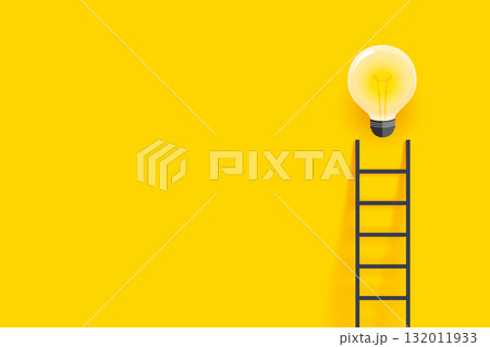 innovative idea concept with ladder and light bulb innovative idea concept with ladder and light bulb 132011933