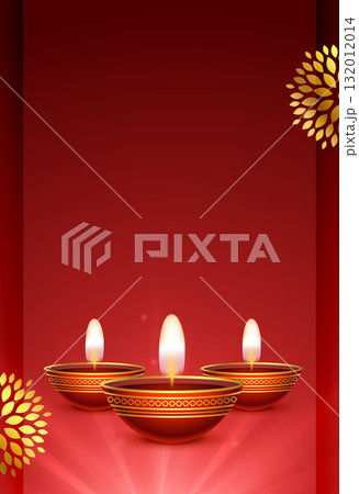 realistic glowing diwali diya red template with text space 132012014