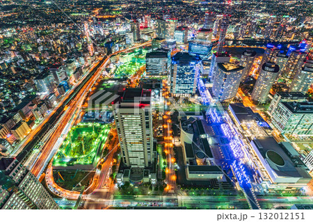 《神奈川県》横浜ランドマークタワーから見下ろす横浜駅方面　夜景 132012151