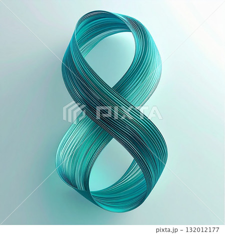 無限大を描く透明なブルーリボンの抽象デザイン 132012177