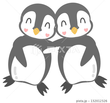 Cute Hugging Penguin Couple Clipart, Adorable Friends, Lovers Embrace Cute Hugging Penguin Couple Clipart, Adorable Friends, Lovers Embrace 132012326