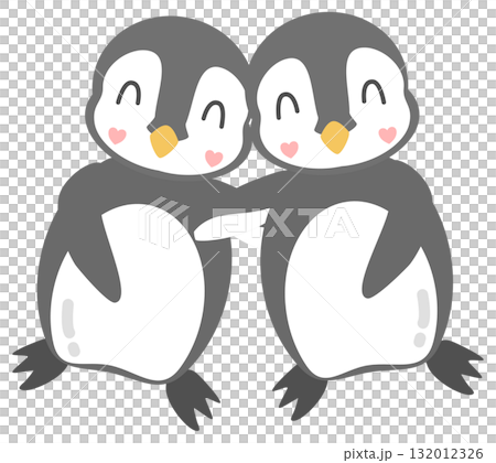Cute Hugging Penguin Couple Clipart, Adorable Friends, Lovers Embrace Cute Hugging Penguin Couple Clipart, Adorable Friends, Lovers Embrace 132012326