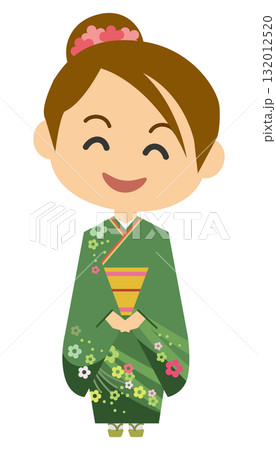 振袖姿の女性のイメージイラスト 振袖姿の女性のイメージイラスト 132012520