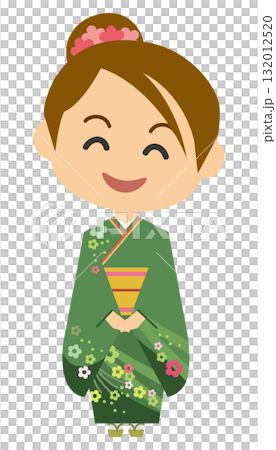 振袖姿の女性のイメージイラスト 振袖姿の女性のイメージイラスト 132012520