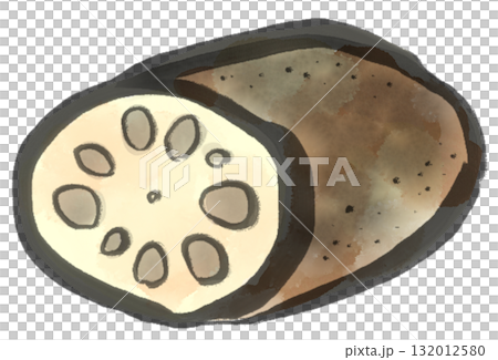 Lotus root ink painting style illustration Lotus root ink painting style illustration 132012580
