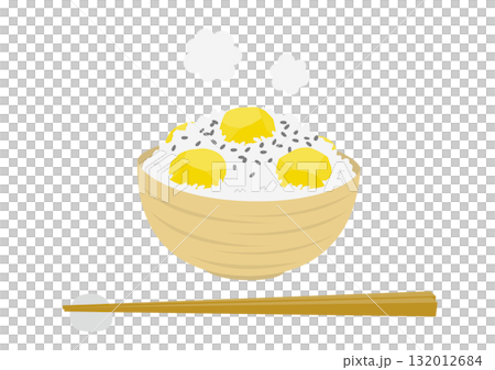 用碗和筷子盛裝的溫栗子米飯的插圖 132012684
