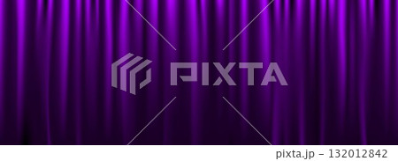 Royal purple velvet curtain background. Closed curtains backdrop for theater stage or cinema, circus. Fabric drapery wallpaper for award, show, performance. Vector textile room scene banner concept Royal purple velvet curtain background. Closed curtains backdrop for theater stage or cinema, circus. Fabric drapery wallpaper for award, show, performance. Vector textile room scene banner concept 132012842