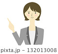 指差しする女性　ボブ外はね 132013008