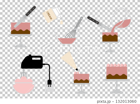 スポンジケーキにいちごクリームでデコレーションをする 132013060