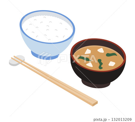 ごはんとみそ汁のイラスト　ベクター 132013209