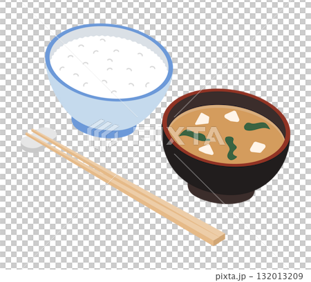 ごはんとみそ汁のイラスト　ベクター 132013209
