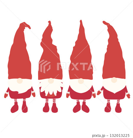 北欧の妖精トムテのクリスマス用ベクターイラストセット 北欧の妖精トムテのクリスマス用ベクターイラストセット 132013225