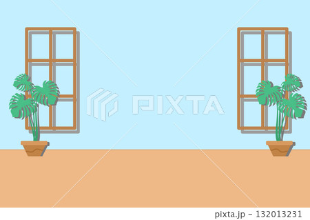 Minimalist Indoor Background, Light Blue Wall, Window Frames, and Monstera Plants Minimalist Indoor Background, Light Blue Wall, Window Frames, and Monstera Plants 132013231