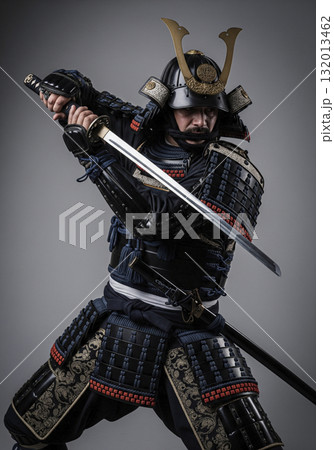 甲冑を着た武将　日本のサムライ 132013462