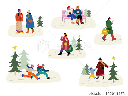 冬の街並みと人々 132013473