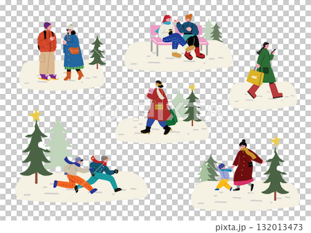 冬の街並みと人々 132013473