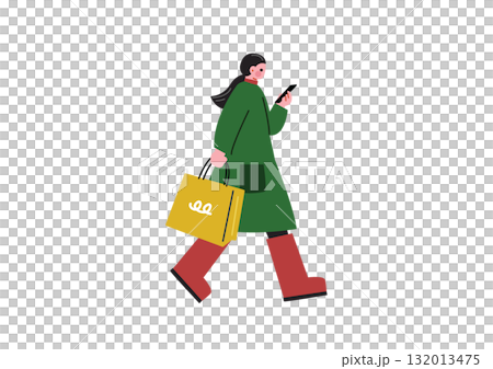 A woman enjoying shopping in winter A woman enjoying shopping in winter 132013475