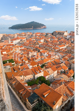 Dubrovnik old town rooftops over Adriatic Sea 132013638