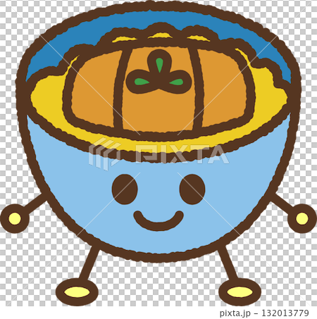 手書き風のキャラクターアイコン　カツ丼 132013779