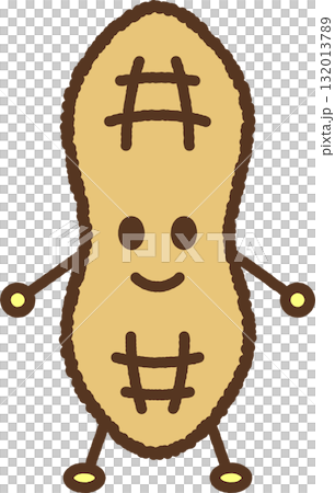 手書き風のキャラクターアイコン　ラッカセイ　ピーナッツ 132013789