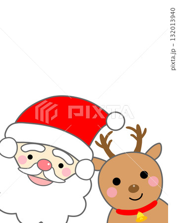サンタクロースとトナカイのかわいいイラスト 132013940