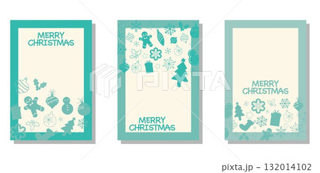 クリスマスデコレーションカードセット、メリークリスマスの可愛いイラスト クリスマスデコレーションカードセット、メリークリスマスの可愛いイラスト 132014102