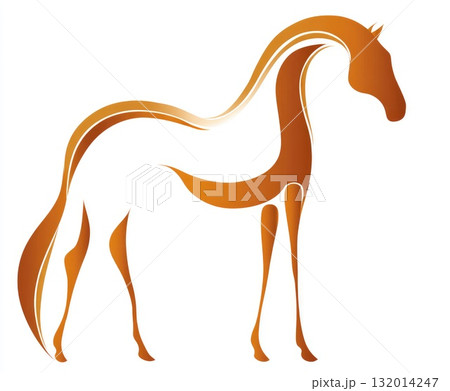 Elegant horse silhouette illustration with flowing mane and graceful posture for design use Elegant horse silhouette illustration with flowing mane and graceful posture for design use 132014247