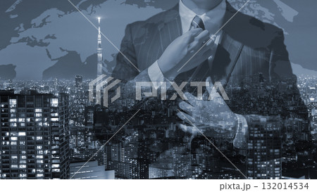 成功と都市経済を象徴するグローバルビジネスの表現 成功と都市経済を象徴するグローバルビジネスの表現 132014534
