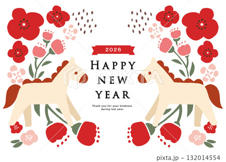 2026年　午年　年賀状テンプレート 132014554