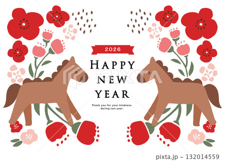 2026年　午年　年賀状テンプレート 132014559