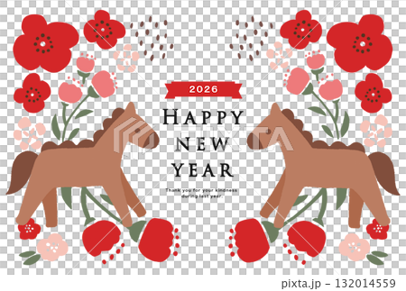2026年　午年　年賀状テンプレート 132014559