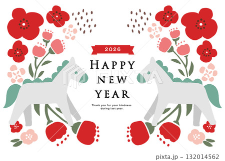 2026年 午年 年賀状テンプレート 2026年 午年 年賀状テンプレート 132014562