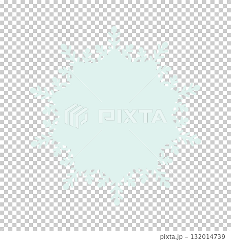 Natural lace-style frame illustration material, pale blue-green, snowflake image, white background, vector 132014739