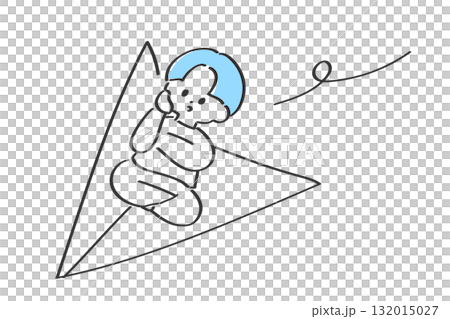 紙飛行機に座る男性　メール　メッセージ　送信 132015027