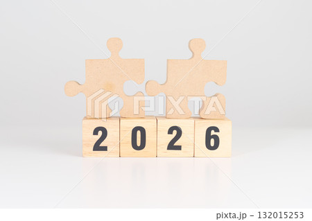 2026 year block with jigsaw puzzle icon. Business Process, Team, teamwork, Goal, mission, Resolution, strategy, plan, Action, partnership, and New Year start 2026 year block with jigsaw puzzle icon. Business Process, Team, teamwork, Goal, mission, Resolution, strategy, plan, Action, partnership, and New Year start 132015253
