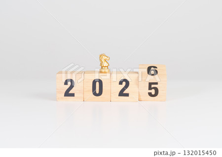 Happy New Year 2025 change to 2026 year block with horse chess. Year of the Horse, animals of the Chinese zodiac, horoscope, success and good fortune Happy New Year 2025 change to 2026 year block with horse chess. Year of the Horse, animals of the Chinese zodiac, horoscope, success and good fortune 132015450