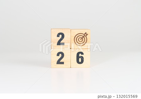 2026 year block with dartboard icon. Goal, Target, Resolution, strategy, plan, Action, mission, motivation, and New Year start concepts 2026 year block with dartboard icon. Goal, Target, Resolution, strategy, plan, Action, mission, motivation, and New Year start concepts 132015569